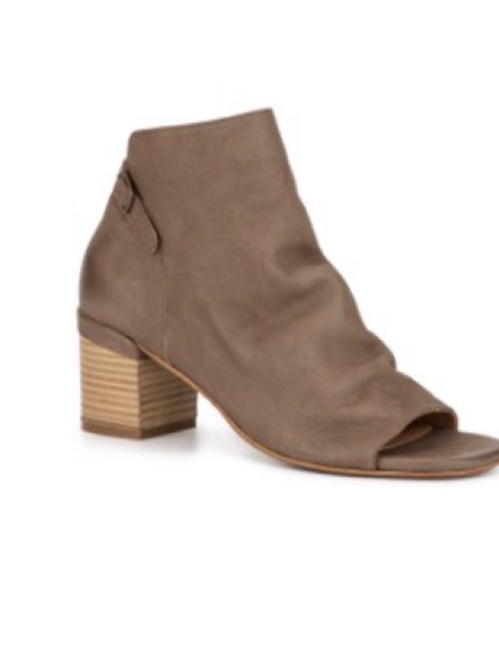 Vintage Foundry Sabrina Leather Block Heel Bootie in Taupe.